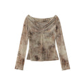Old swinging collar slim-fitting pleated top bottoming shirt