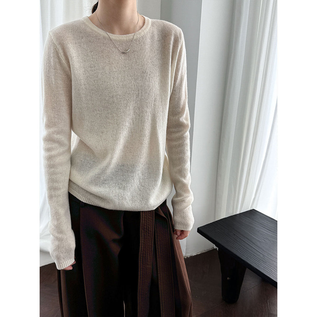 Korean high-end versatile wool knitted bottoming shirt women's autumn new slim-fitting and thin top