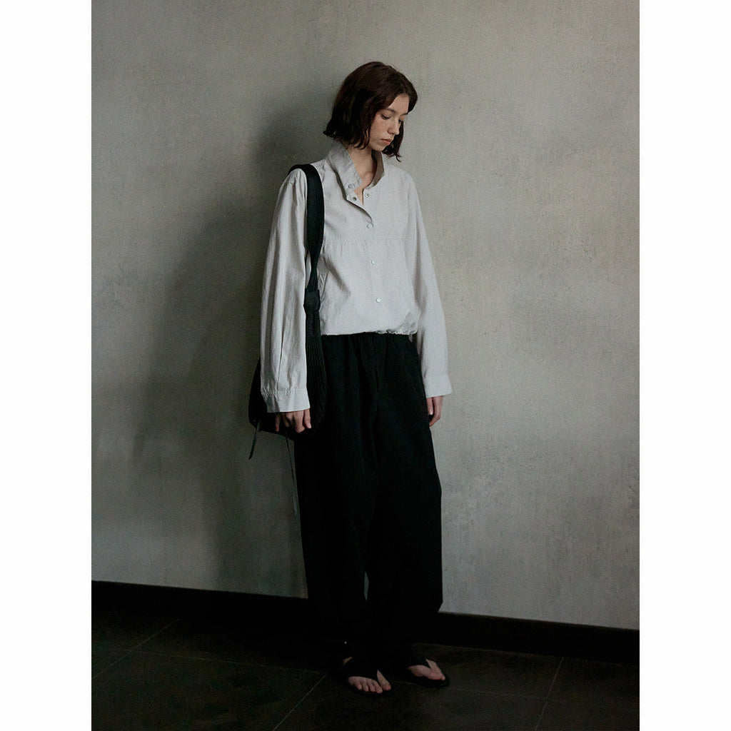 Flax skinny stand-up collar jacket top women's spring new simple versatile commuter jacket