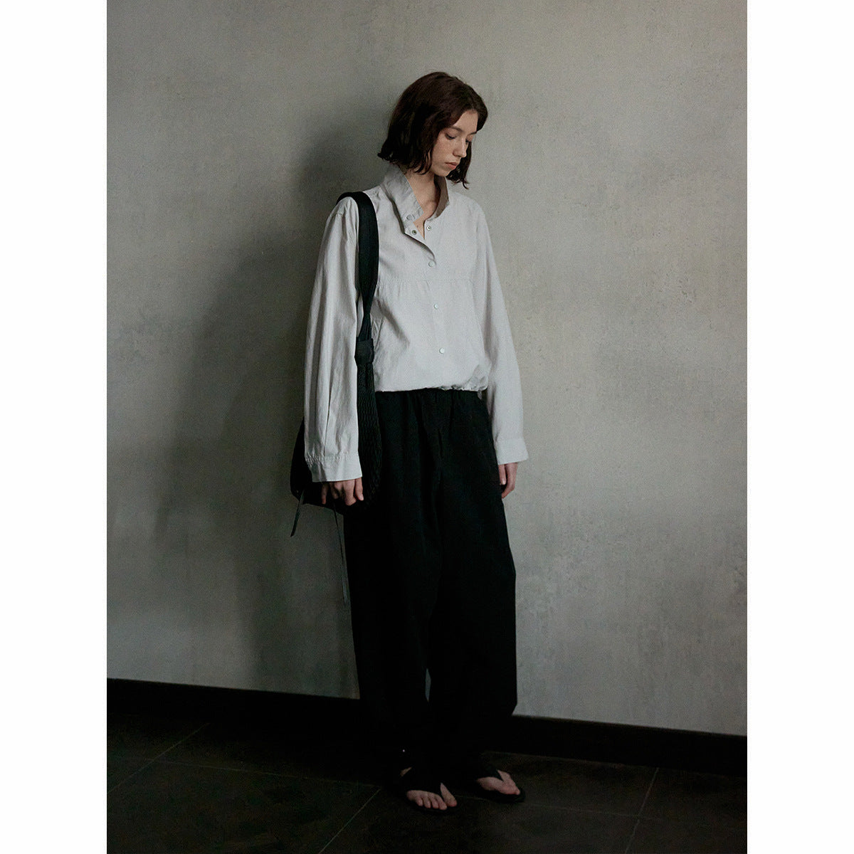 Flax skinny stand-up collar jacket top women's spring new simple versatile commuter jacket