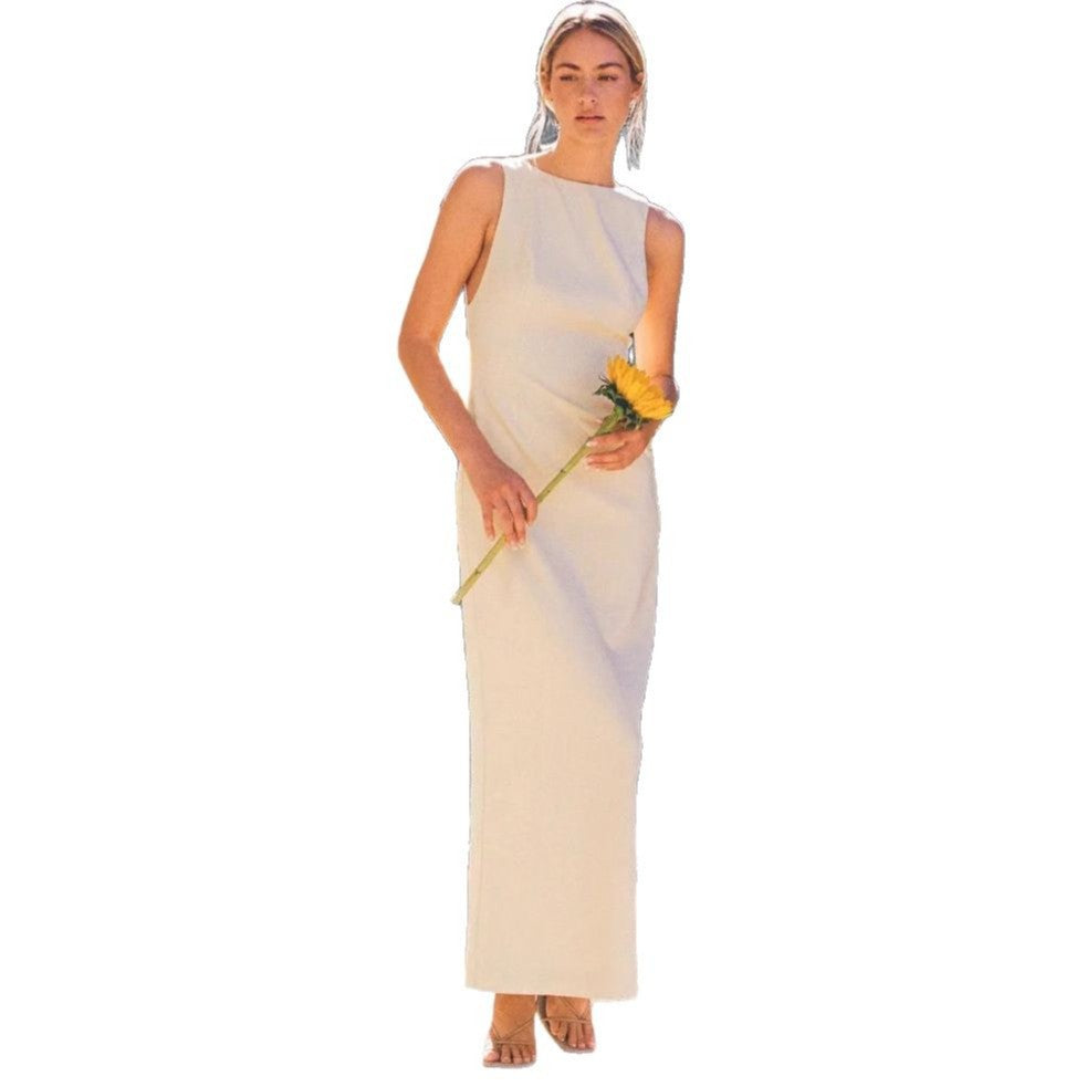 Women's new fashion strap long dress sexy halter bow halter slim dress