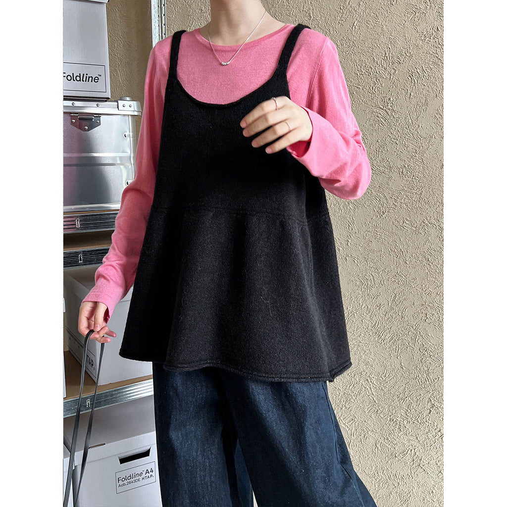 Korean U-neck temperament knitted suspender vest women's autumn new lazy wind sleeveless top