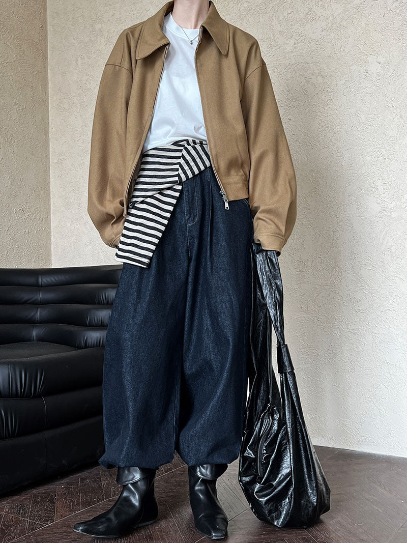 Autumn Maillard coat women's lapel shoulder zipper design loose versatile long-sleeved jacket