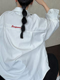 Loose Lazy Commuter English Alphabet Embroidered Shirt Women's Early Autumn New Long Sleeve Shirt Jacket