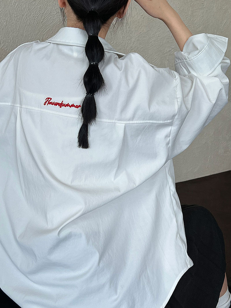 Loose Lazy Commuter English Alphabet Embroidered Shirt Women's Early Autumn New Long Sleeve Shirt Jacket