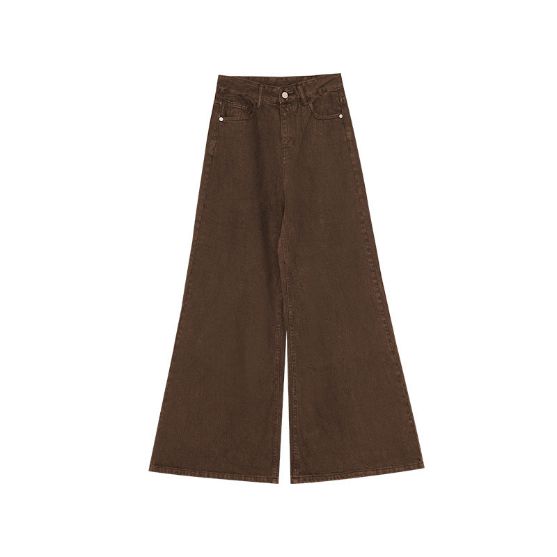 Stylish commuter simple and versatile cotton high-waisted micro-pull jeans