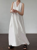 Korean chic niche design v-neck tank dress - new summer collection - 100% ramie waist-cinching dress