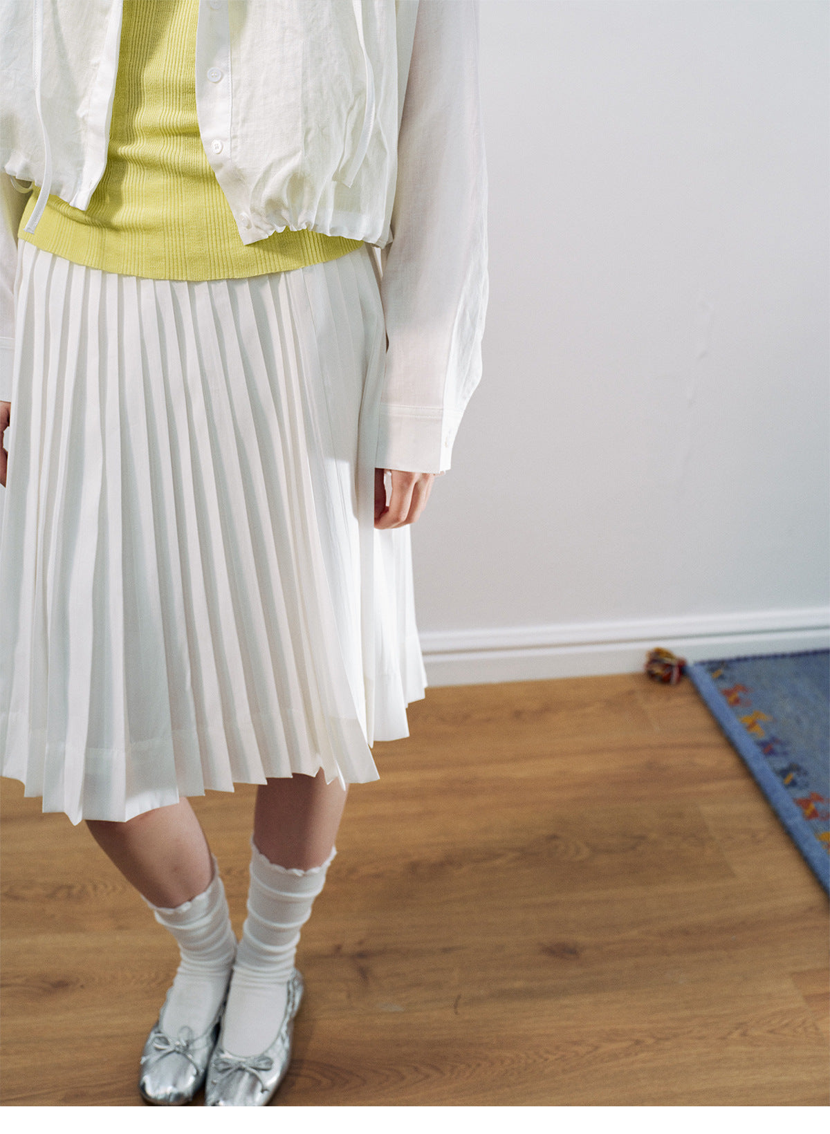Spring casual solid color versatile modal cloud feeling easy pleated skirt