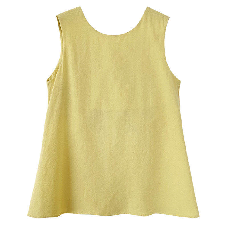 French crew neck design three-dimensional kinked vest top women's summer new loose and thin shirt