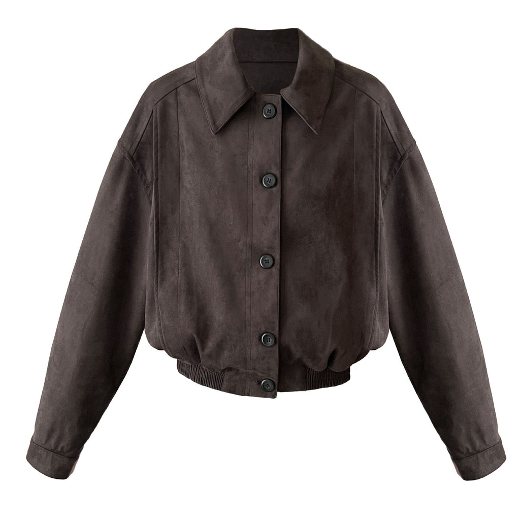 Korean ins Maillard short suede jacket women's autumn new velvet lapel small coat