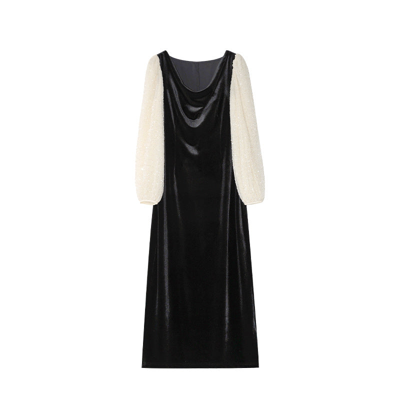 Heavy Industry Sequins Long Sleeves Bubble Sleeves Velvet with Clothes