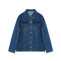 Vintage port-style multi-pocket single-breasted lapel denim jacket