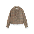 Women's Plaid Lapel Lettuce-Edge Spliced Loose Short Jacket
