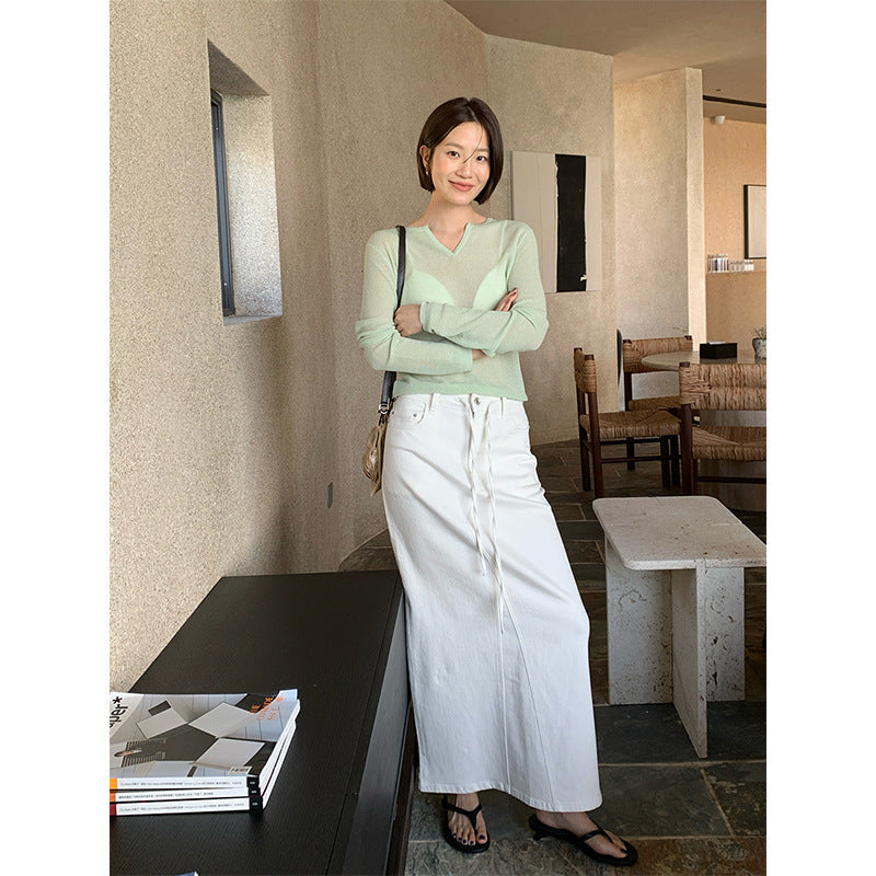 Korean retro high waist and thin hip skirt