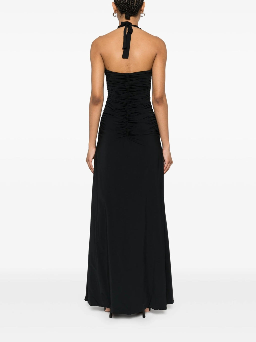 Stylish sexy pleated V-neck babes slim-fit lace-up dress