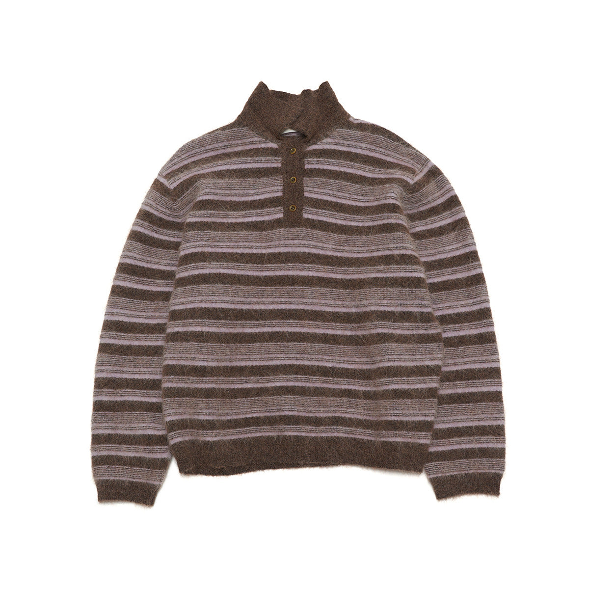 Autumn new casual polo collar high proportion alpaca hair versatile contrasting striped sweater