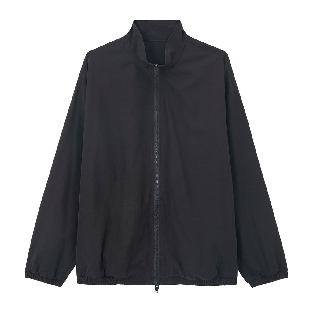 Spring solid color minimalist silk wool stand-up collar lazy slack jacket