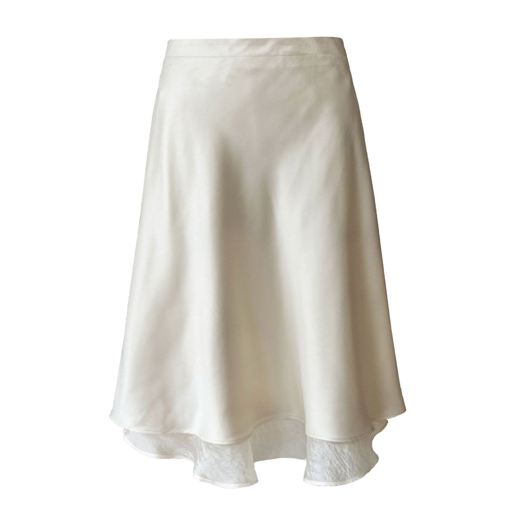 Korean gentle wind splicing skirt women's early spring versatile silky slippery lotus leaf edge a-word skirt