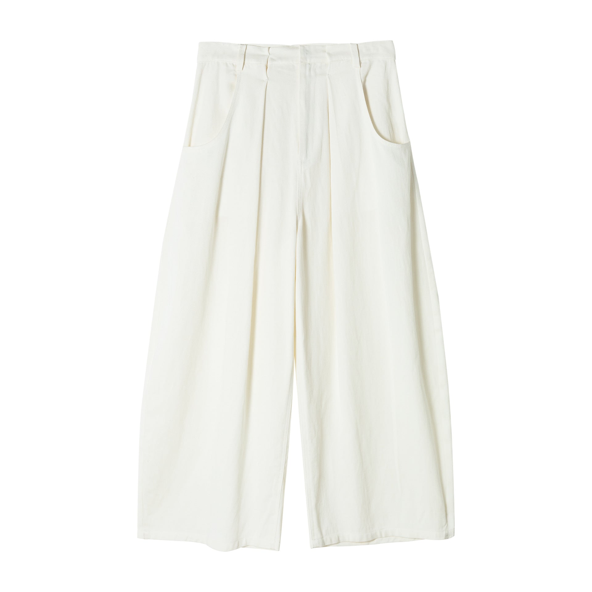 Spring new commuter tencel cotton and linen blend waist pleated casual scimitar pants