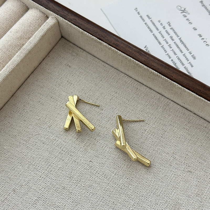 925 silver geometric retro stud earrings simple and small temperament unique earrings personalized trend earrings