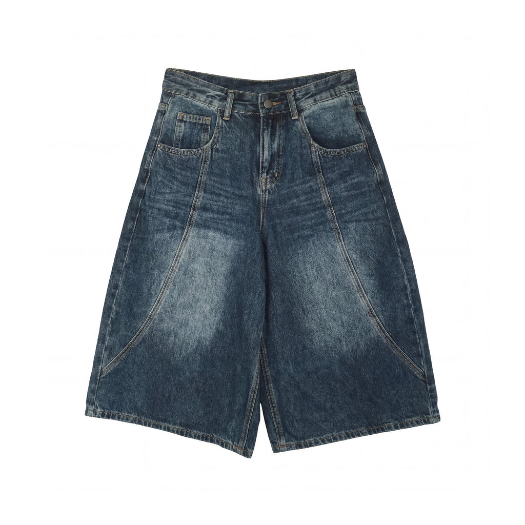 Retro old seven-point wide-leg pants jeans