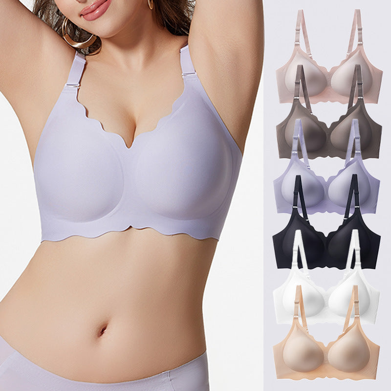 Popular large-size women's seamless underwear, big breasts, comfortable and beautiful back, anti-sagging no steel ring bra