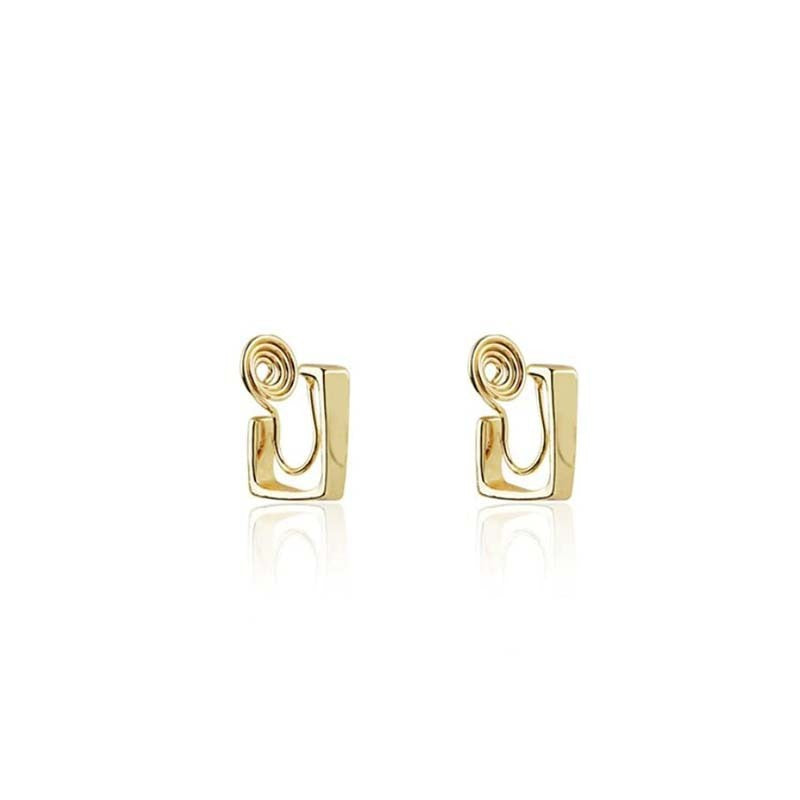 Premium sense metal mosquito coil disc loop earrings French ear clips can be worn without ear piercings, earrings are simple, fashionable and versatile