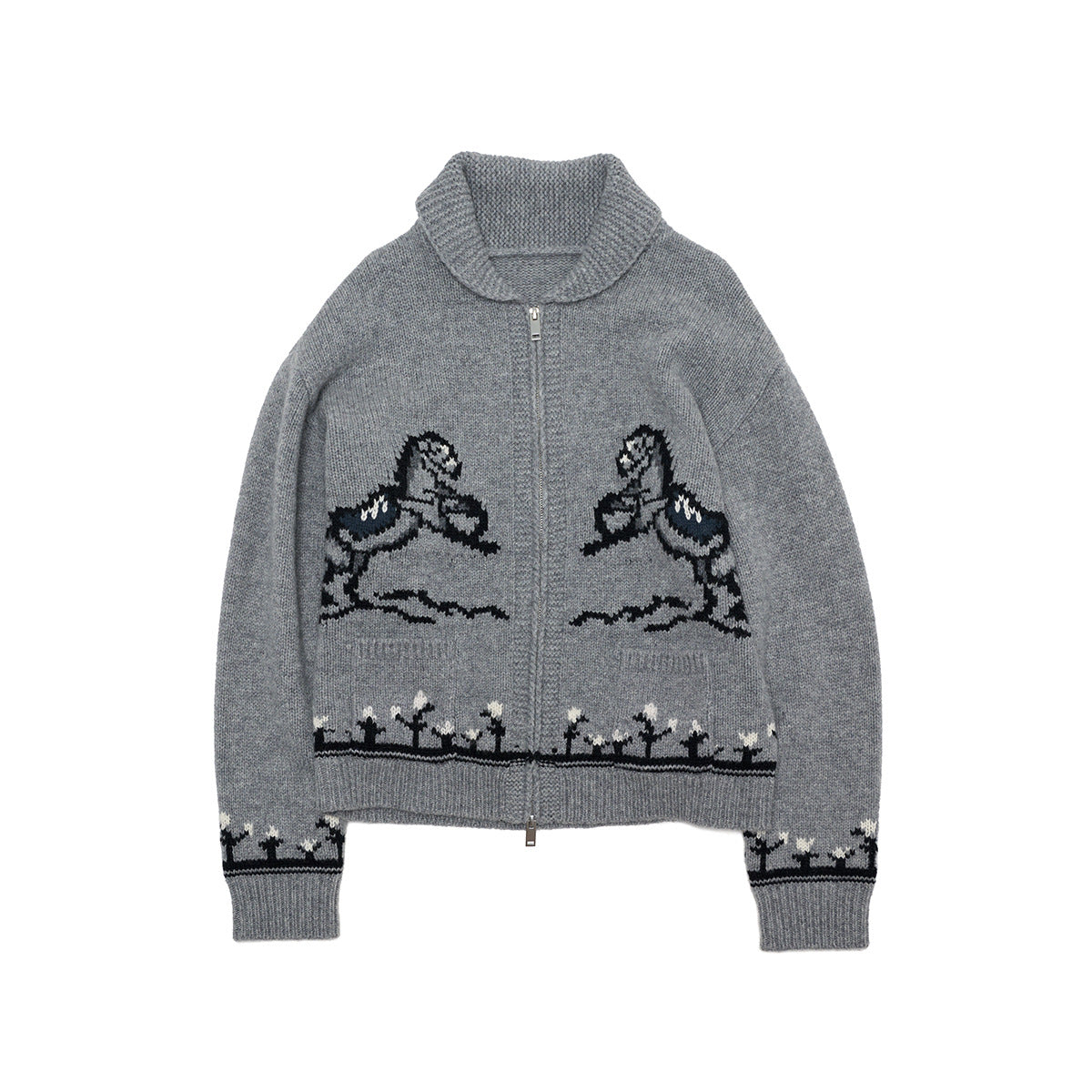 Early spring new casual lapel wool classic versatile pony snow woolen cardigan