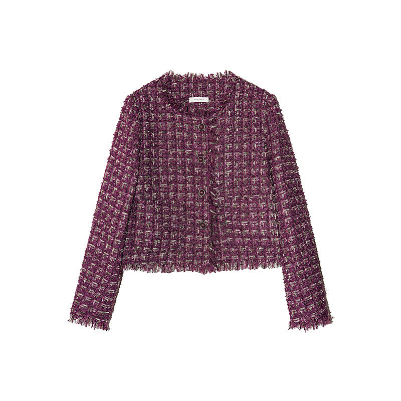 Temperament Short Purple Charm Tassel Xiaoxiangfeng Jacket