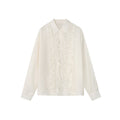 Heavy Industry Micro Transparent Splicing Long Sleeve Lapel Fungus Edge Shirt