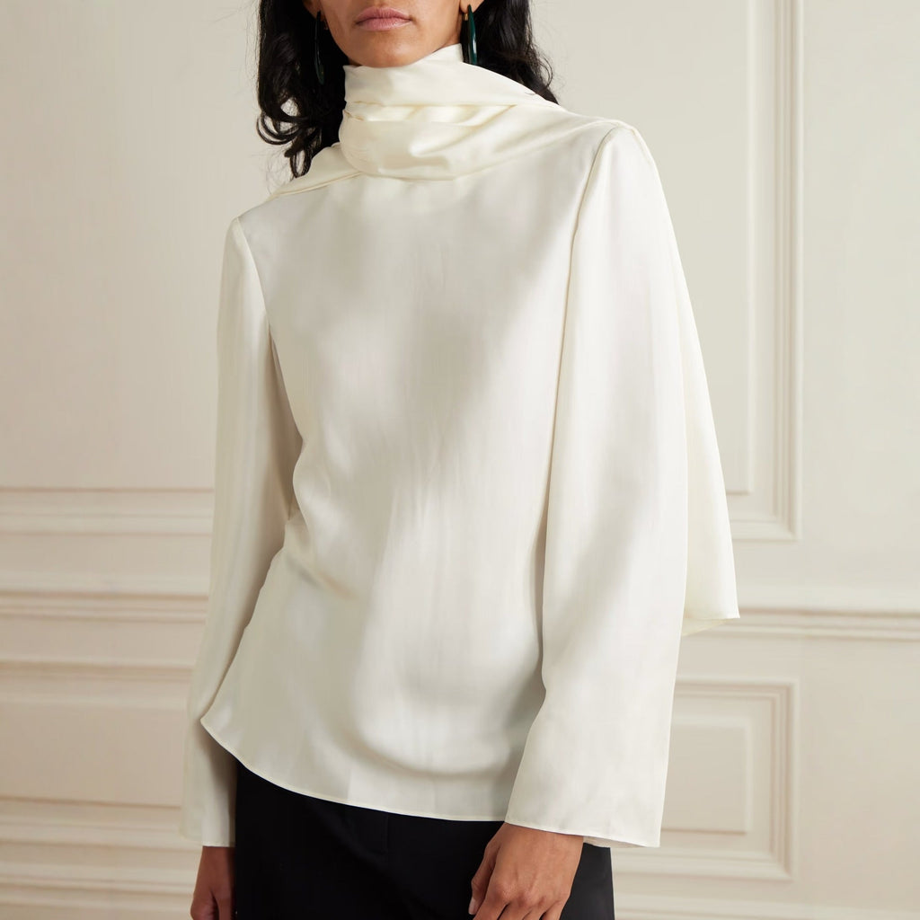 Fashionable Elegant Streamer Shirt Slim Satin Commuter Shirt