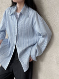 Korean texture striped shirt women's autumn new design lazy shirt jacket