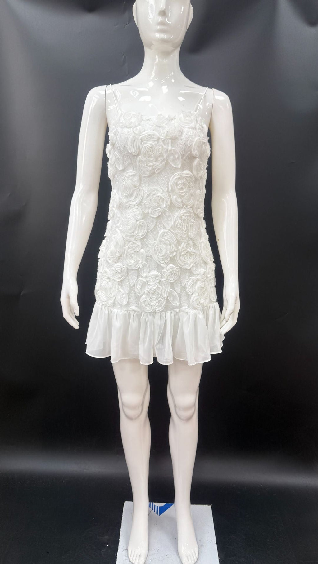 Three-dimensional floral chiffon dress