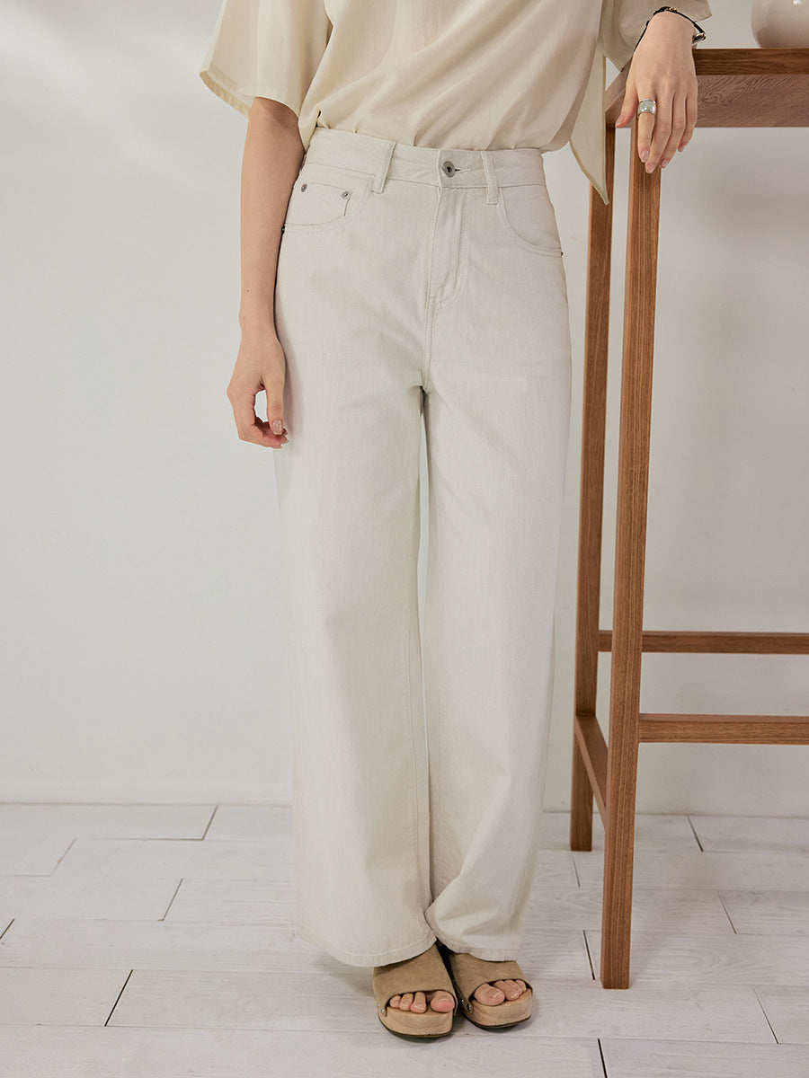 High Waist Retro Wide Leg Straight Linen Jeans