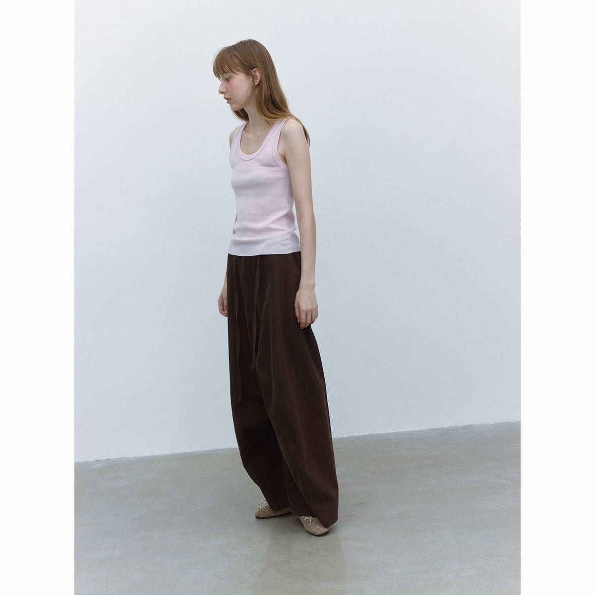 Autumn new U-neck casual wool blended simple versatile wide-edge knitted vest