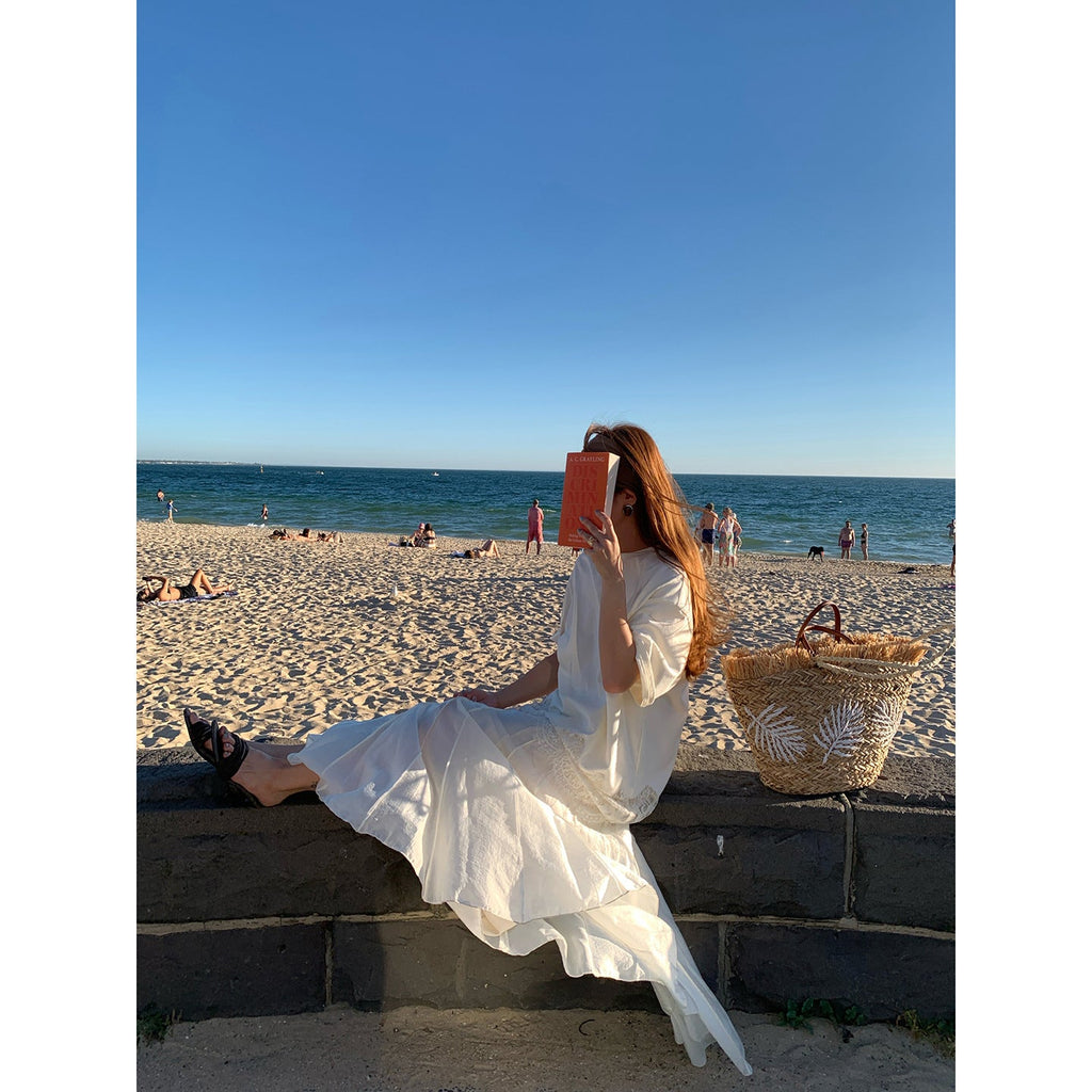 Early spring vacation seaside temperament high waist splicing fishtail skirt