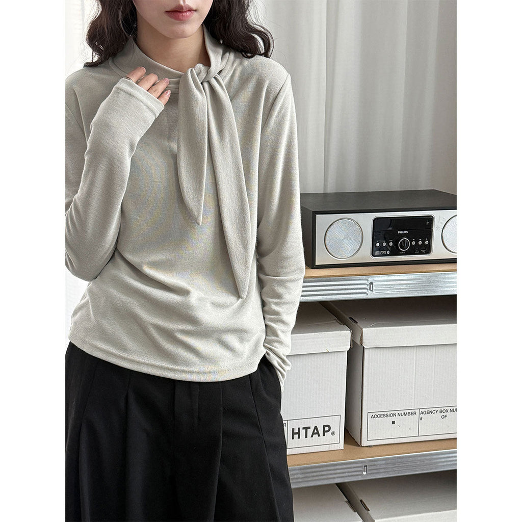 Straps slim-fitting Korean velvet long-sleeved front shoulder bottoming shirt women's winter new design sense inner cover 2140