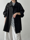 Slack retro casual double-layer placket jacket women's autumn new loose small trench coat