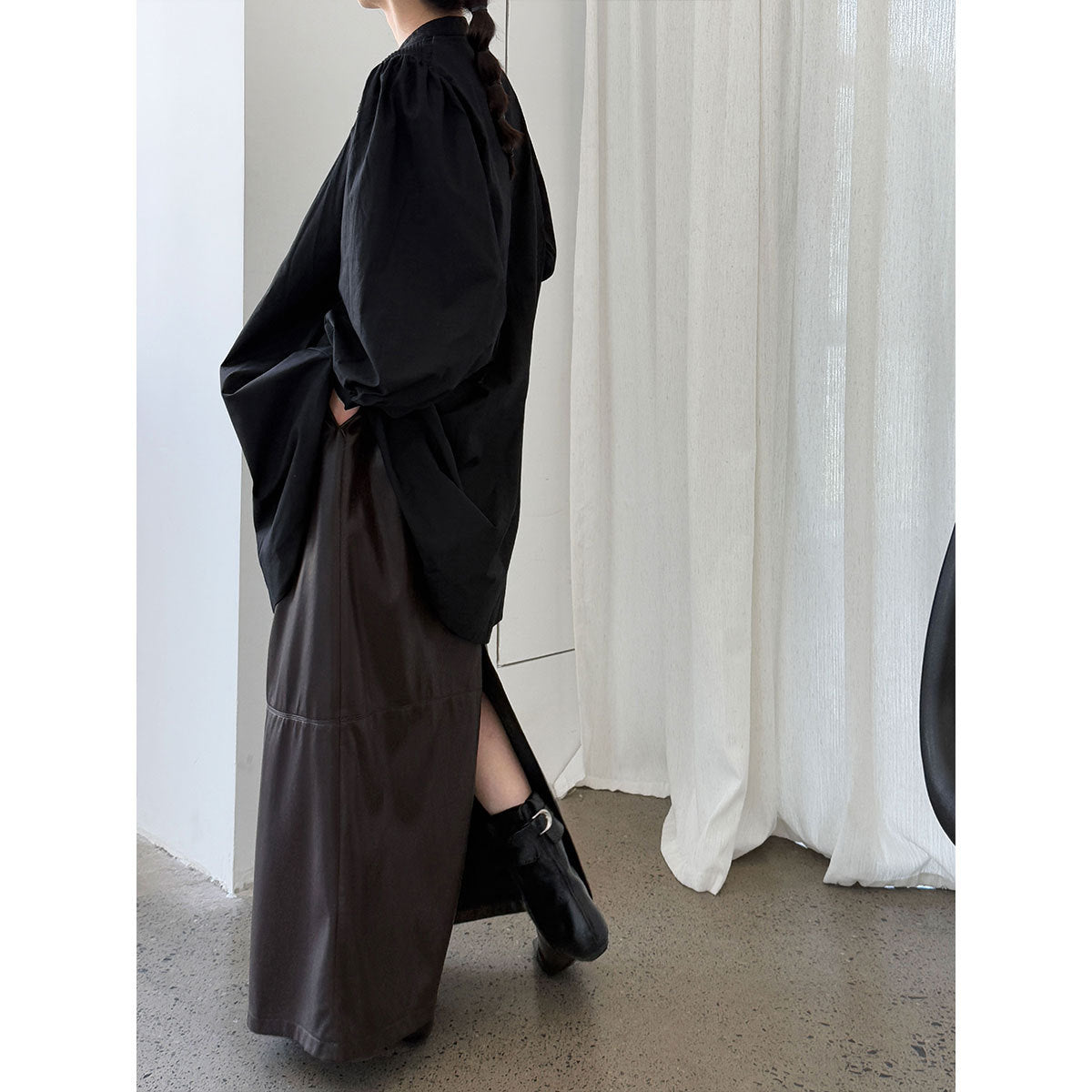 Korean lazy design pleated lace-up dress women