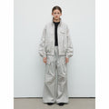 Spring new casual high-waisted lace-up solid color outdoor cotton brocade large paper bag paratrooper trousers