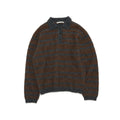 Autumn new casual polo collar high proportion alpaca hair versatile contrasting striped sweater