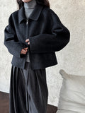 Lapel double-sided wool woolen coat women's autumn and winter new short high-end zipper coat