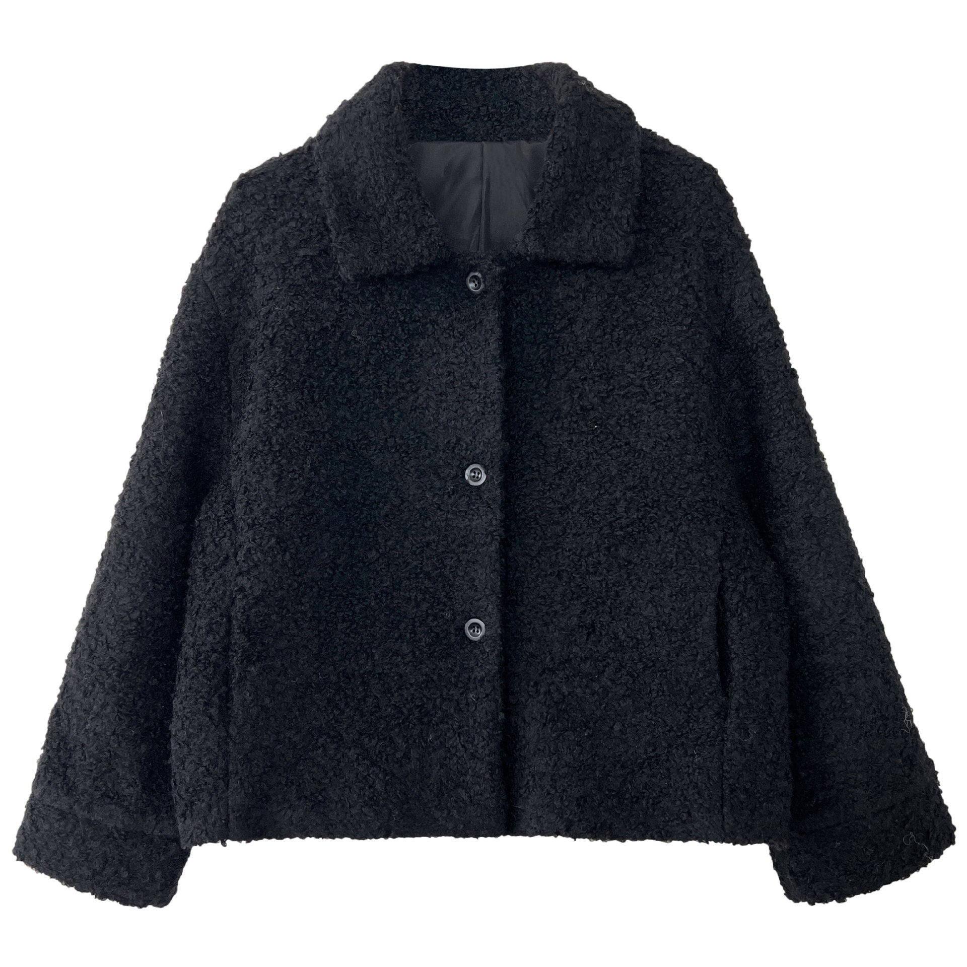 Niche design sense lamb wool lapel jacket women's winter new single-breasted short thermal top