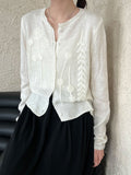 Heavy industry crochet embroidered wool knitted sweater