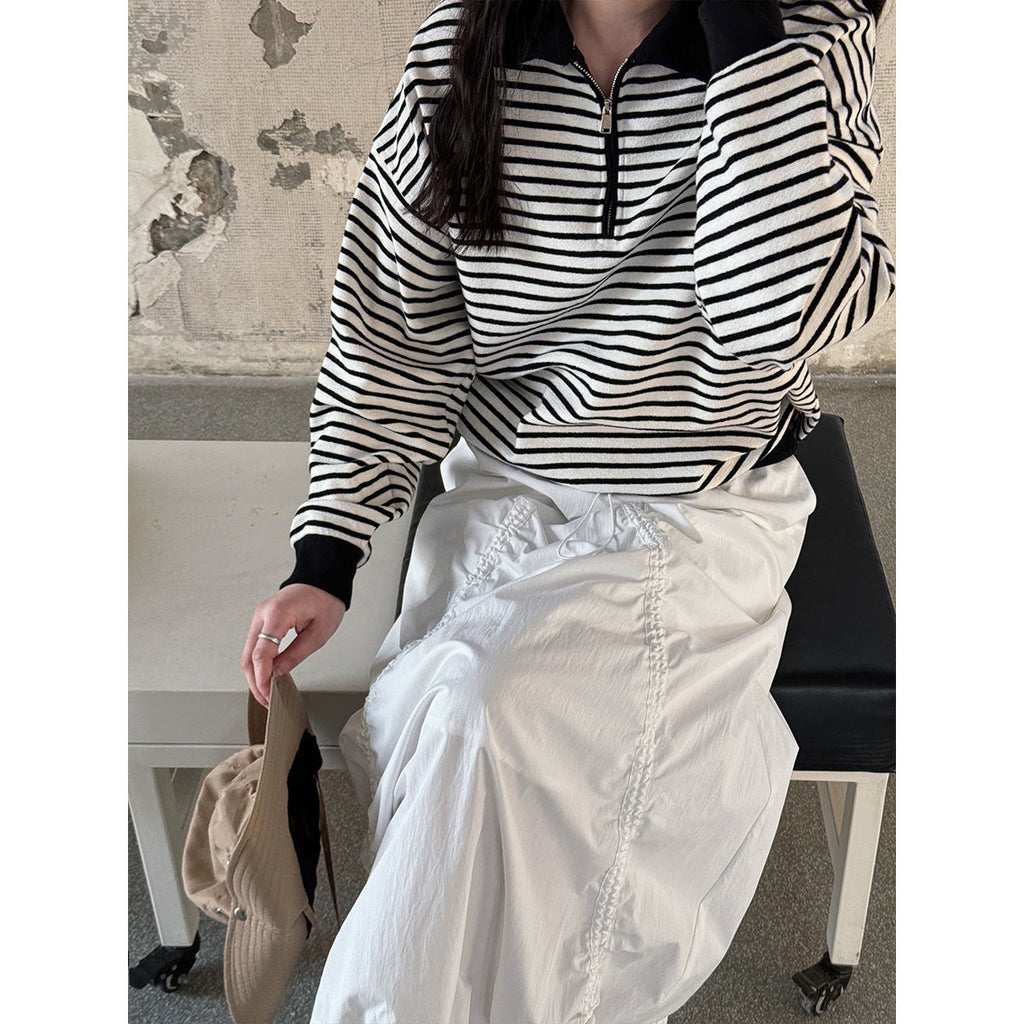 Japanese vintage drawstring cargo skirt women's spring new street A-line large pendulum skirt