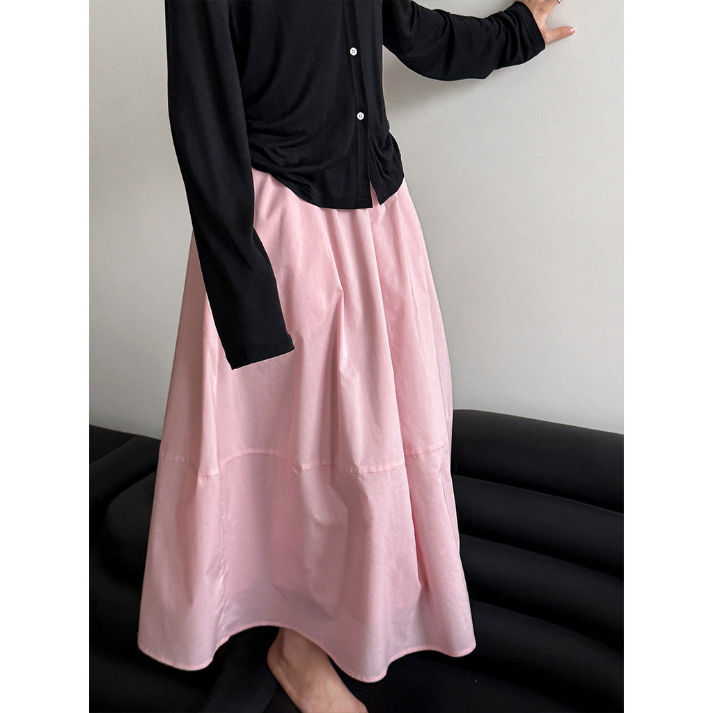 Yellow skirt summer new high waist and thin A-shaped skirt loose hip umbrella skirt fairy skirt