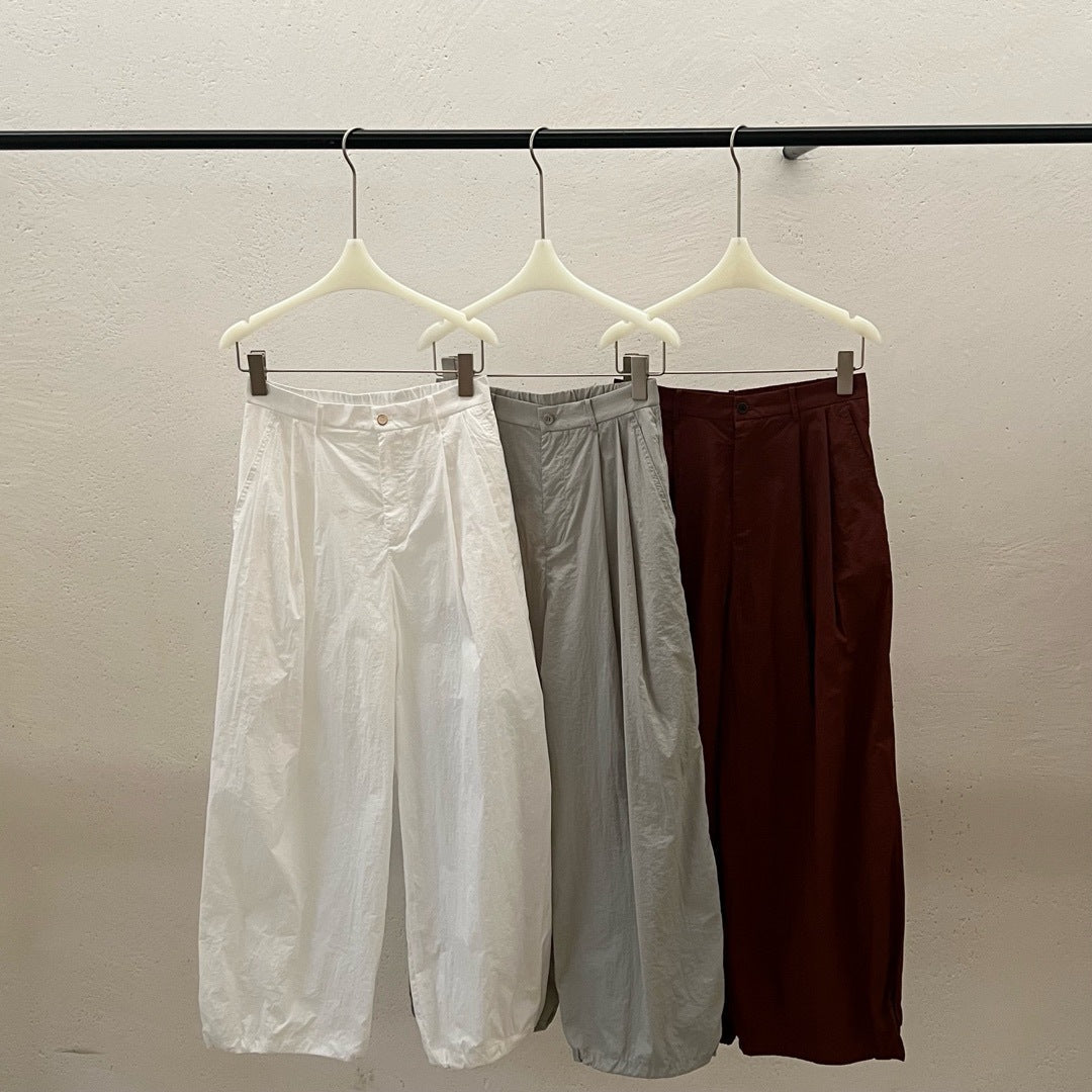 Summer new design pleated sunscreen drawstring foot loose profile casual pants