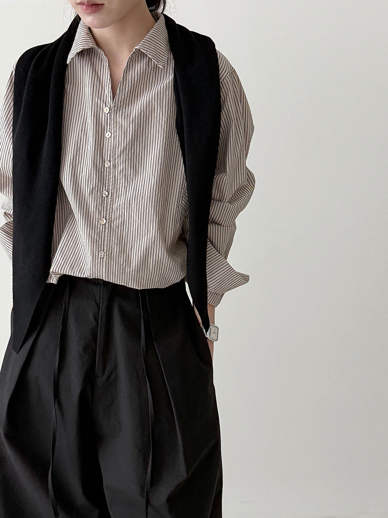 New temperament lapel versatile silhouette shirt