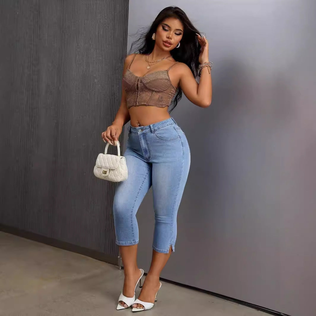 Mid-Waist Skinny Cropped Jeans