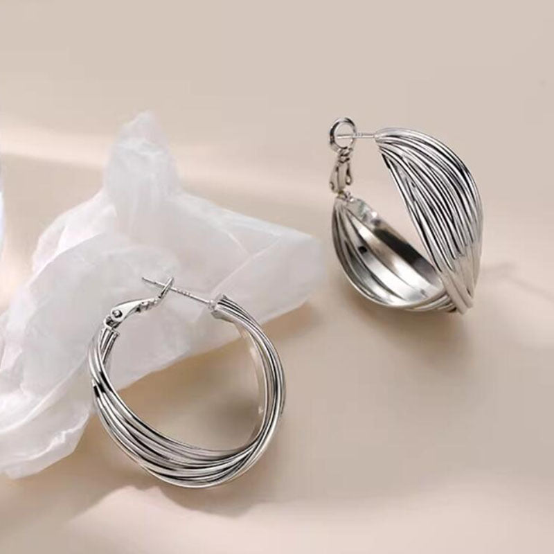 Copper-plated real gold exaggerated twist twist loop earrings high-end fashion earrings earrings